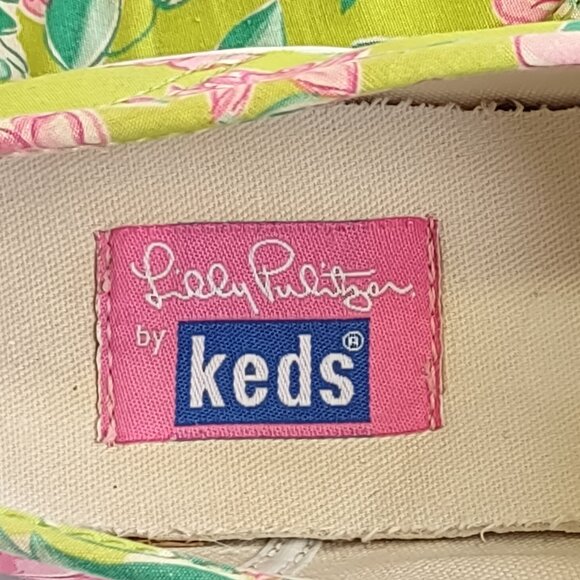 Lilly Pulitzer x Keds Green & Pink Floral Slip On Sneakers Loafers Beach Size 8 - Picture 5 of 11